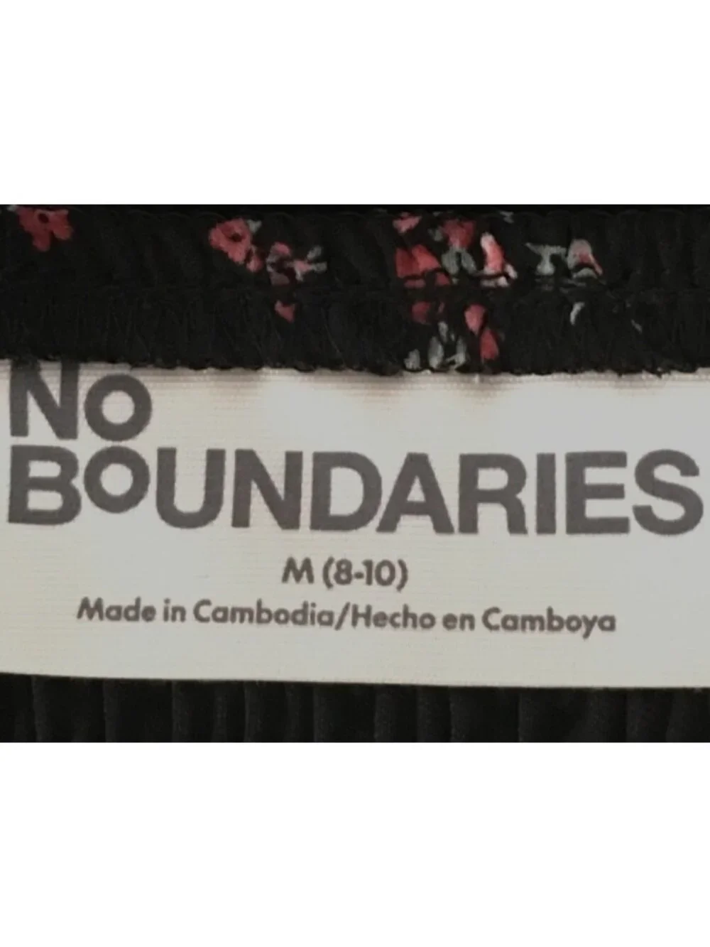 No Boundaries Dress Size M  Black w Pink Red Flowers High Waist Sleeveless New - Picture 10 of 16